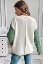 Load image into Gallery viewer, Vineyard Green Colorblock Pocket Drop Shoulder Sweater
