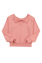 Load image into Gallery viewer, Apricot Bowknot Plain Round Neck Sweatshirt
