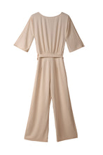 Load image into Gallery viewer, Apricot Boat Neck Knot Wide Leg Jumpsuit
