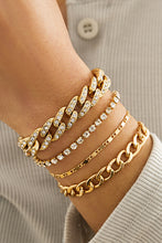 Load image into Gallery viewer, Silvery 4pcs Rhinestone Decor Adjustable Chain Bracelet Set
