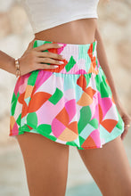 Load image into Gallery viewer, Green Abstract Print Smocked Waist Flared Shorts
