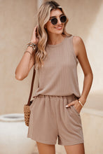 Load image into Gallery viewer, Smoke Gray Corded Tank Top and Pocketed Shorts Set
