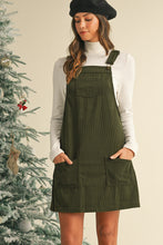 Load image into Gallery viewer, Vineyard Green Corduroy Front Pockets Overall Dress
