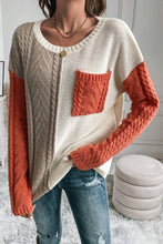 Load image into Gallery viewer, Vineyard Green Colorblock Pocket Drop Shoulder Sweater
