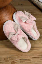 Load image into Gallery viewer, White Contrast Bowknot Applique Plush Winter Slippers
