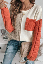 Load image into Gallery viewer, Vineyard Green Colorblock Pocket Drop Shoulder Sweater
