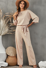 Load image into Gallery viewer, Apricot Boat Neck Knot Wide Leg Jumpsuit
