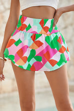 Load image into Gallery viewer, Green Abstract Print Smocked Waist Flared Shorts
