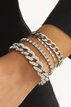 Load image into Gallery viewer, Silvery 4pcs Rhinestone Decor Adjustable Chain Bracelet Set
