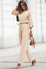 Load image into Gallery viewer, Apricot Boat Neck Knot Wide Leg Jumpsuit
